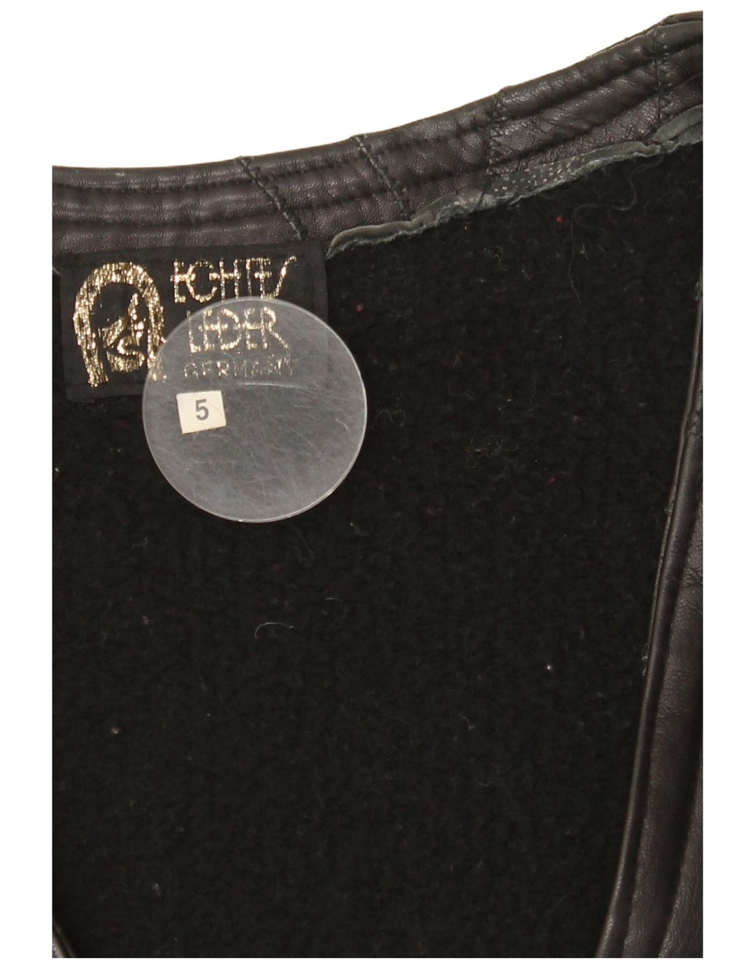 Colete de couro masculino VINTAGE UK 42 XL preto patchwork de couro