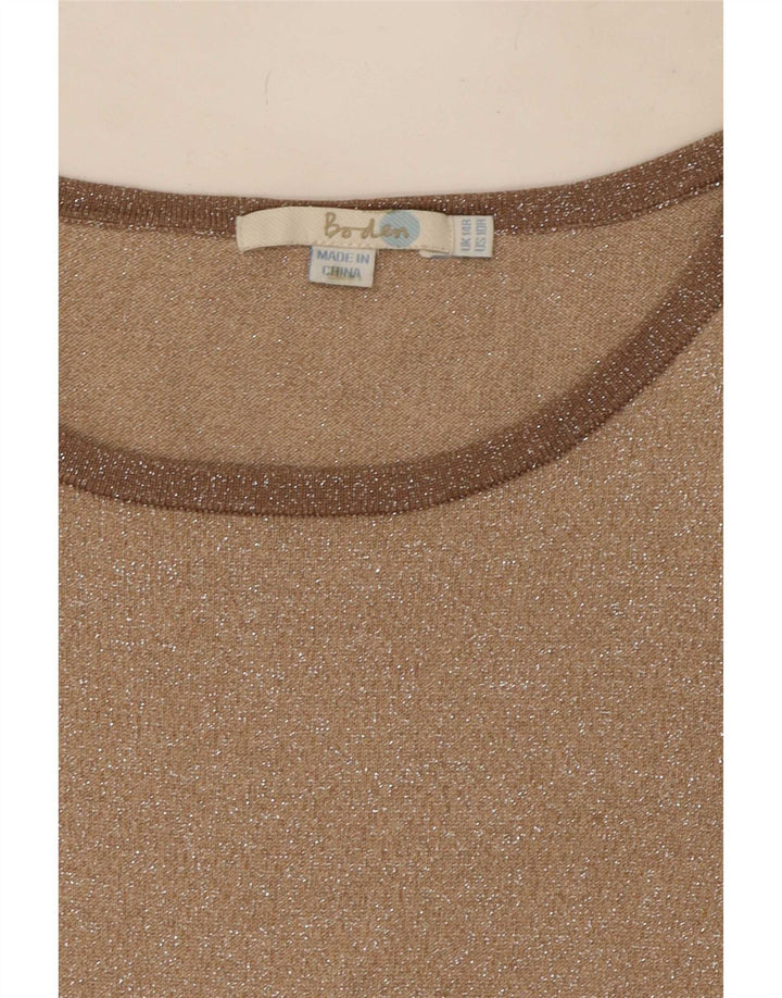 Vestido feminino Boden A-Line Reino Unido 14 grande bloco colorido bege