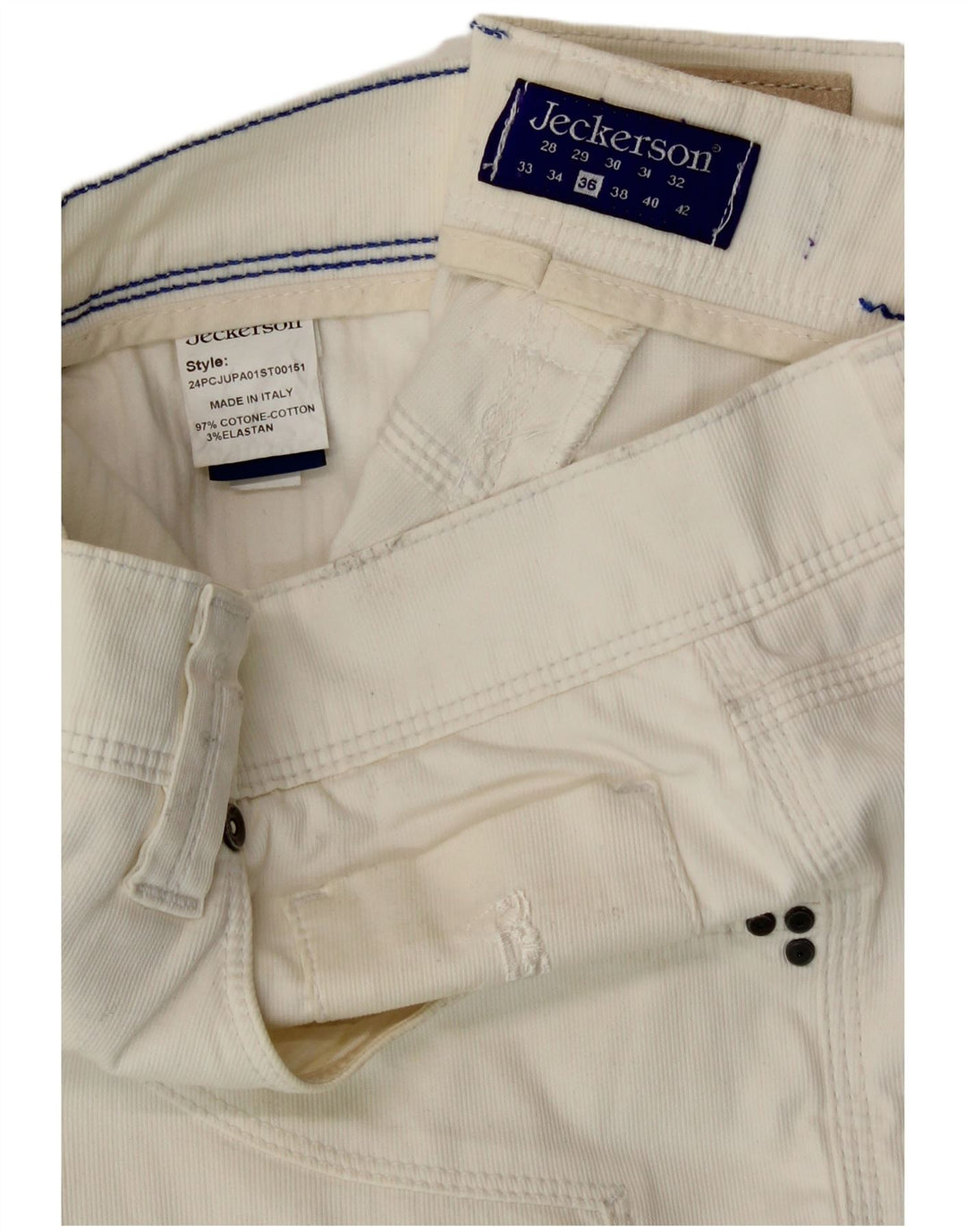 JECKERSON Masculino Slim Calça Casual W36 L31 Algodão Branco