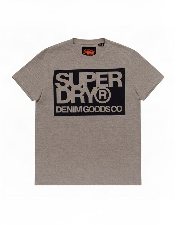 Camiseta gráfica masculina Superdry Top grande algodão cinza