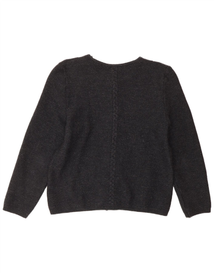 Suéter cardigã feminino KAUFMANN IT 44 lã floral cinza médio