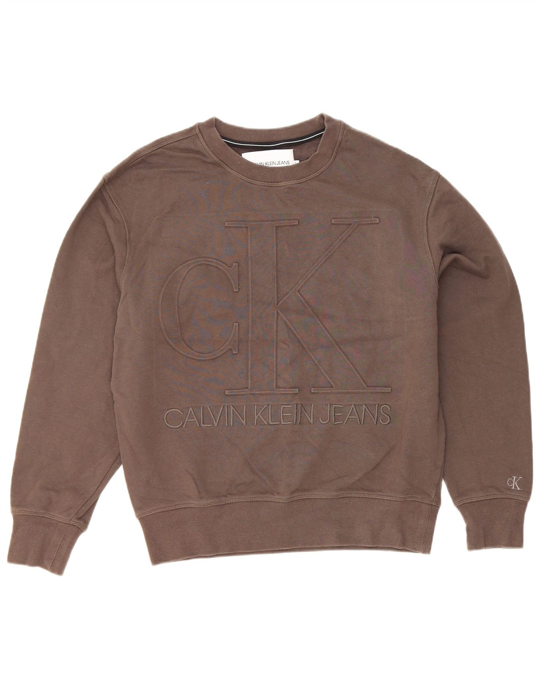 Calvin Klein Jeans Masculino moletom gráfico jumper pequeno algodão cinza