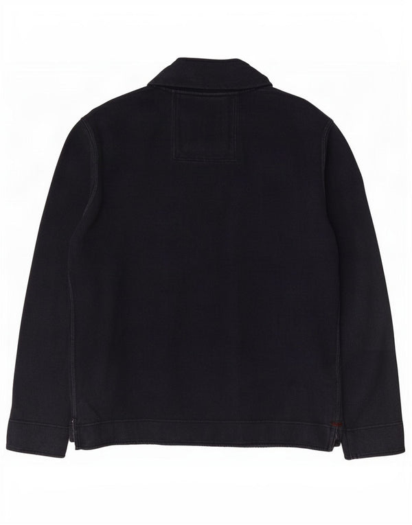 Crew Clothing Mens moletom com gola zip jumper médio algodão azul marinho