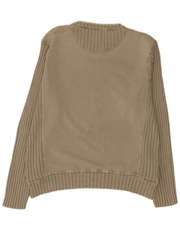 Camp David Mens Crew Neck Jumper Sweater 2XL Beige Cotton