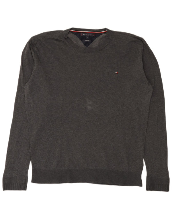 Tommy Hilfiger Suéter masculino com gola redonda XL algodão cinza