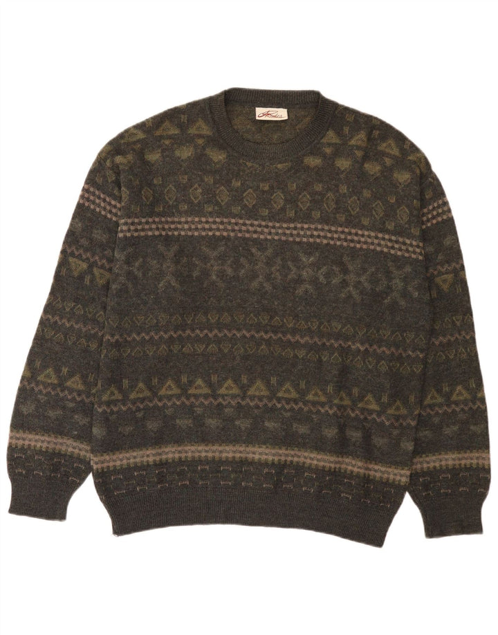Suéter masculino Rodes com gola redonda, médio cáqui Fair Isle Wool