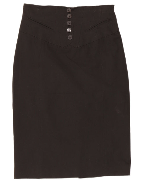 Saia lápis feminina Karen Millen UK 10 pequena W28 poliéster preto