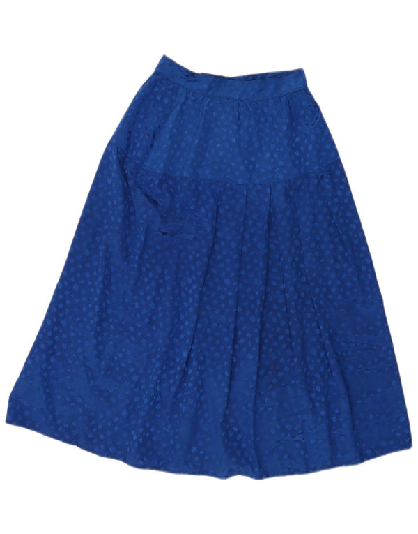 Saia larga feminina vintage W24 XS azul manchada