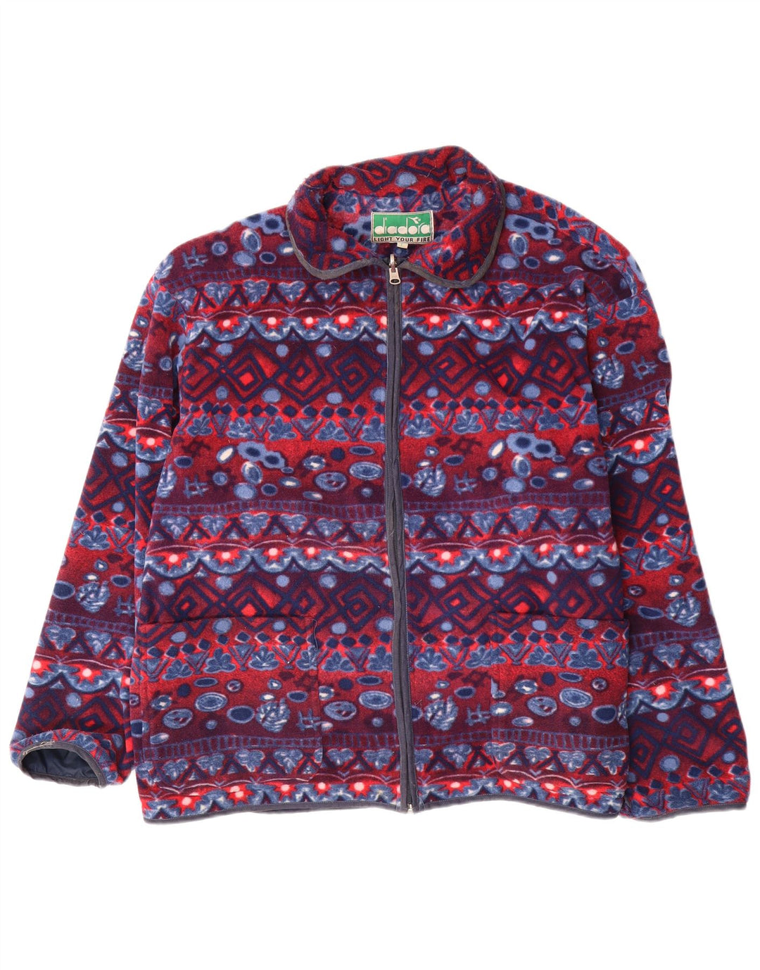 Jaqueta de lã masculina DIADORA UK 40 grande poliéster geométrico azul marinho