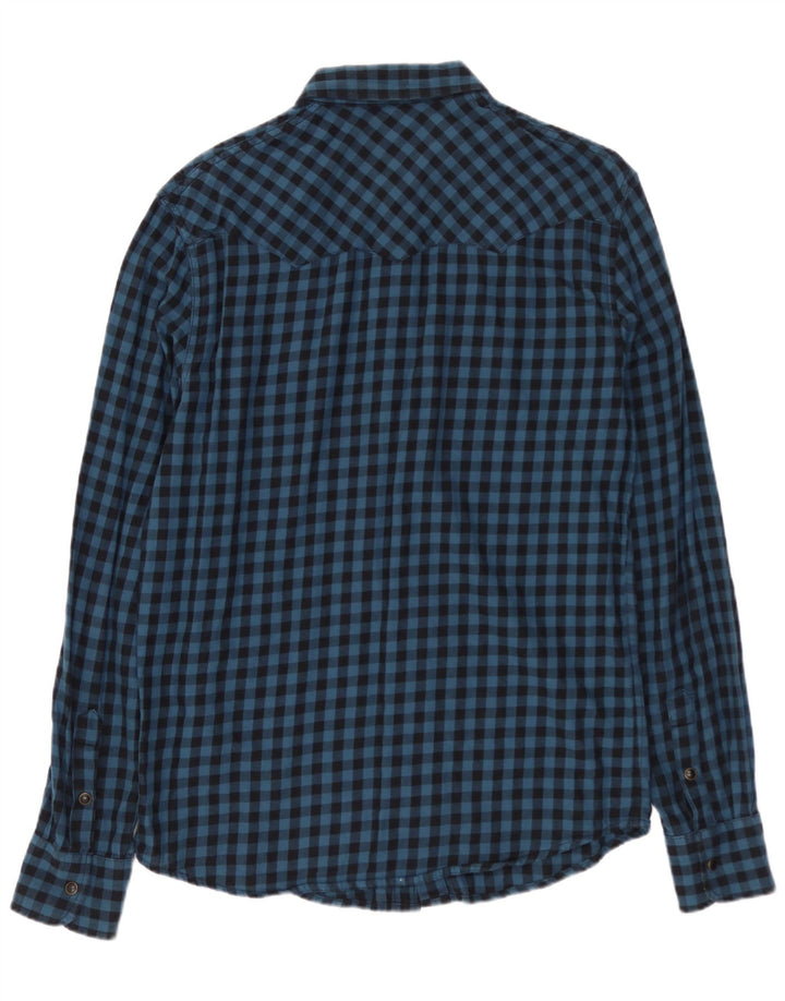 Camisa masculina de flanela fina WRANGLER de algodão guingão azul médio