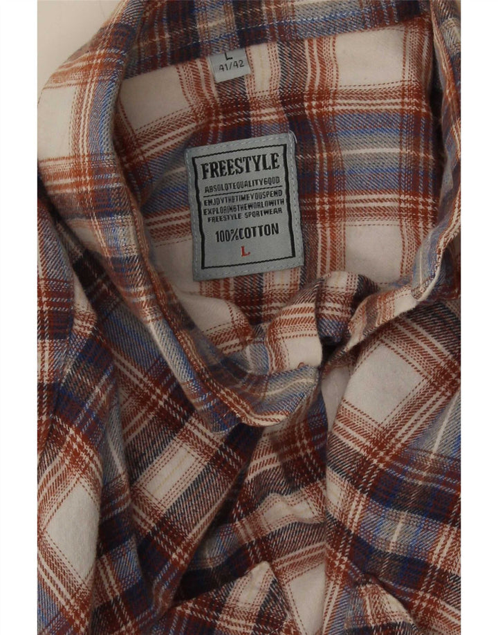 Camisa masculina de flanela estilo livre tamanho 41/42 grande algodão xadrez multicolorido