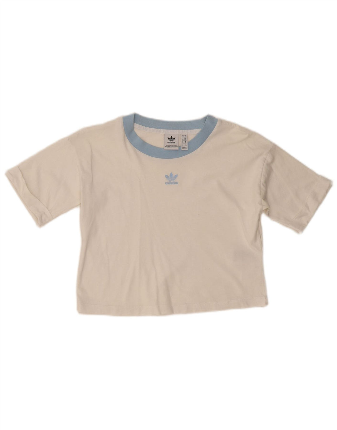 ADIDAS Womens Crop T-Shirt Top UK 10 Pequeno Algodão Branco