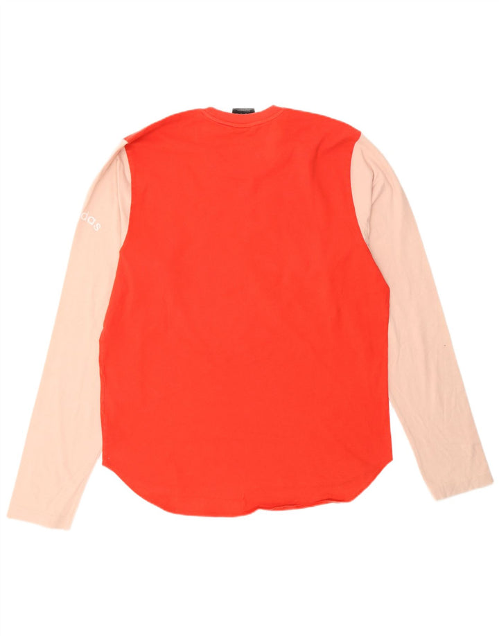 ADIDAS Mens Graphic Top Manga Longa Médio Vermelho Colourblock Algodão