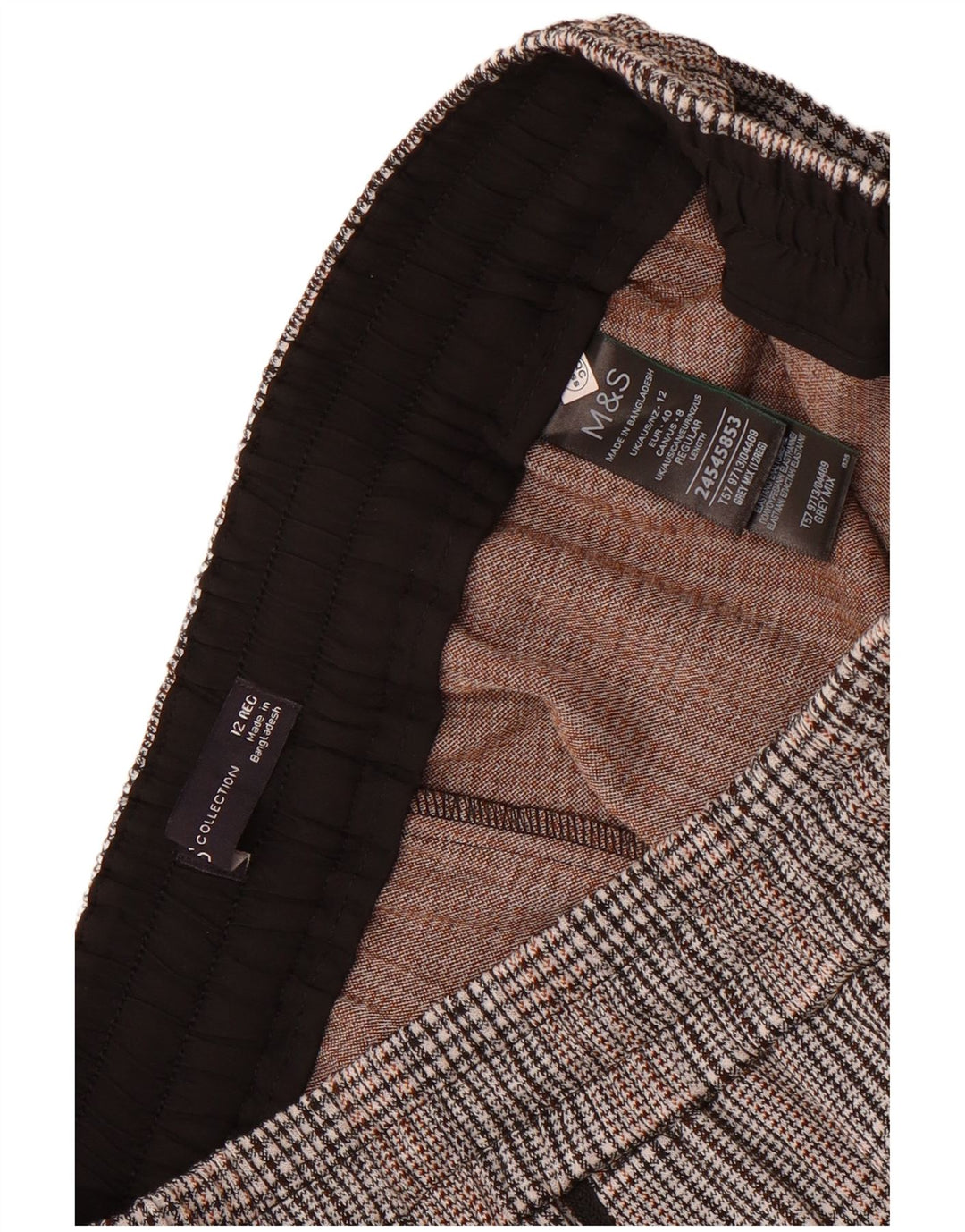 Calça feminina casual gráfica Marks & Spencer Reino Unido 12 médio W30 L29 cinza
