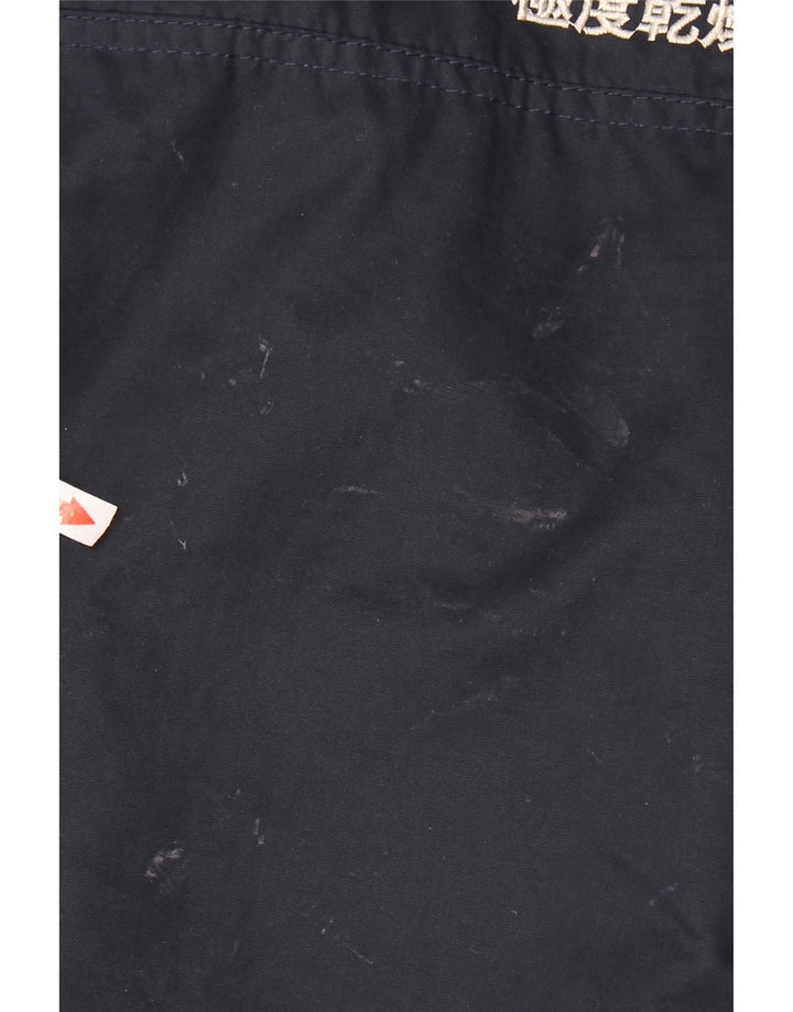 Jaqueta masculina Superdry com capuz Sherpa Parka Reino Unido 38 poliéster azul marinho médio