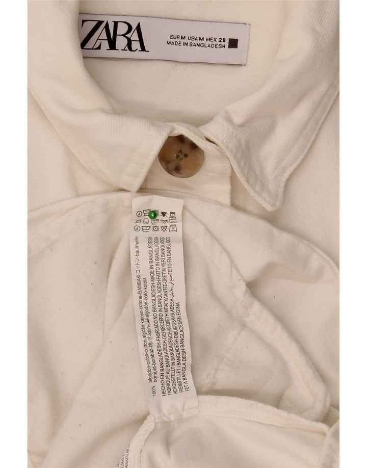Jaqueta jeans oversized feminina Zara Reino Unido 14 algodão branco médio