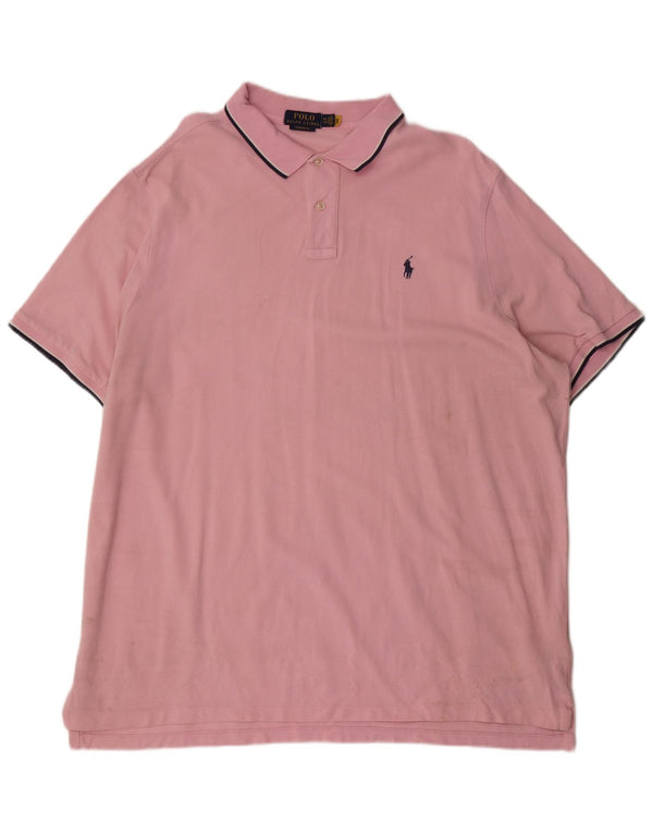Polo Ralph Lauren Camisa masculina clássica de ajuste 2XL algodão listrado rosa