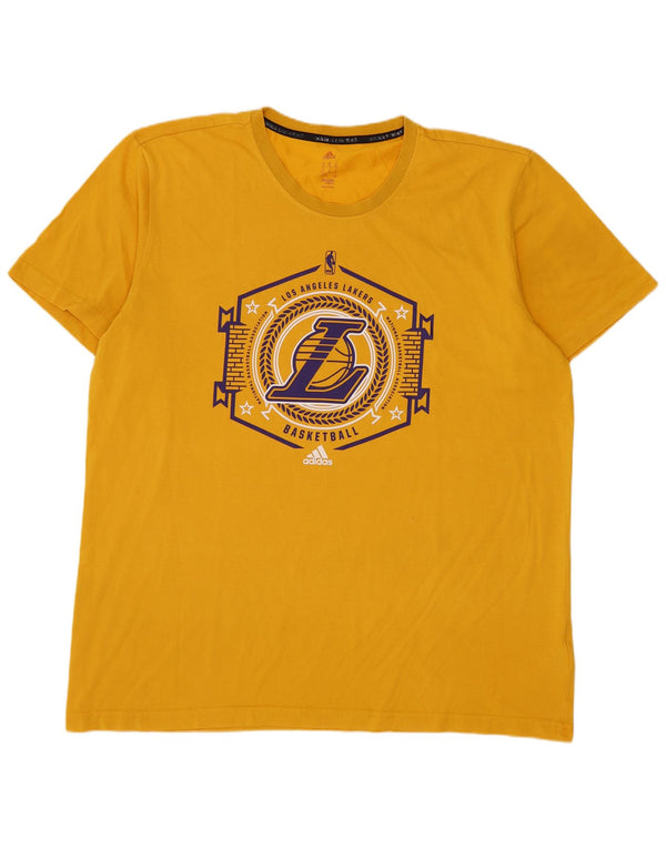 Adidas Mens Los Angeles Lakers Graphic T-Shirt Top XL Amarelo Algodão