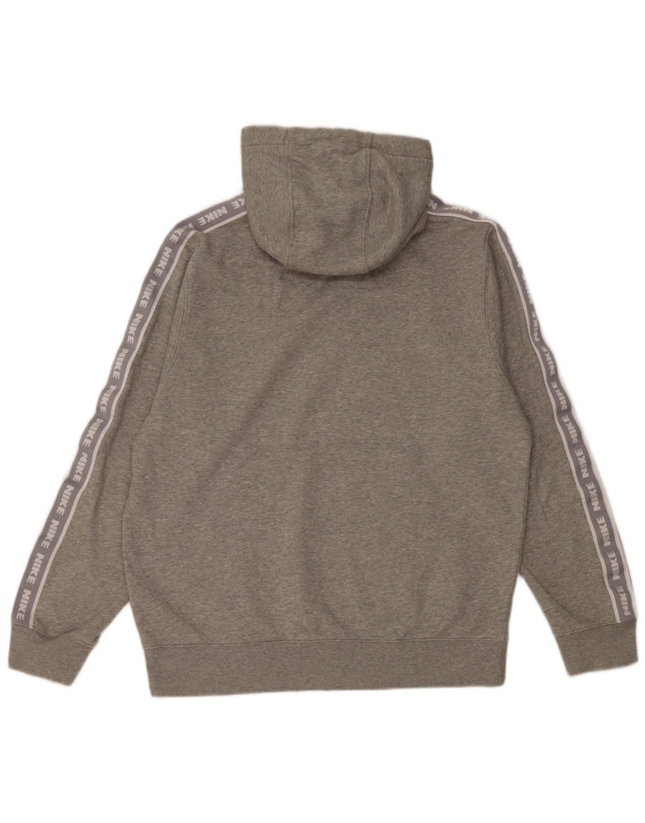 Suéter com capuz gráfico masculino Nike médio cinza algodão manchado