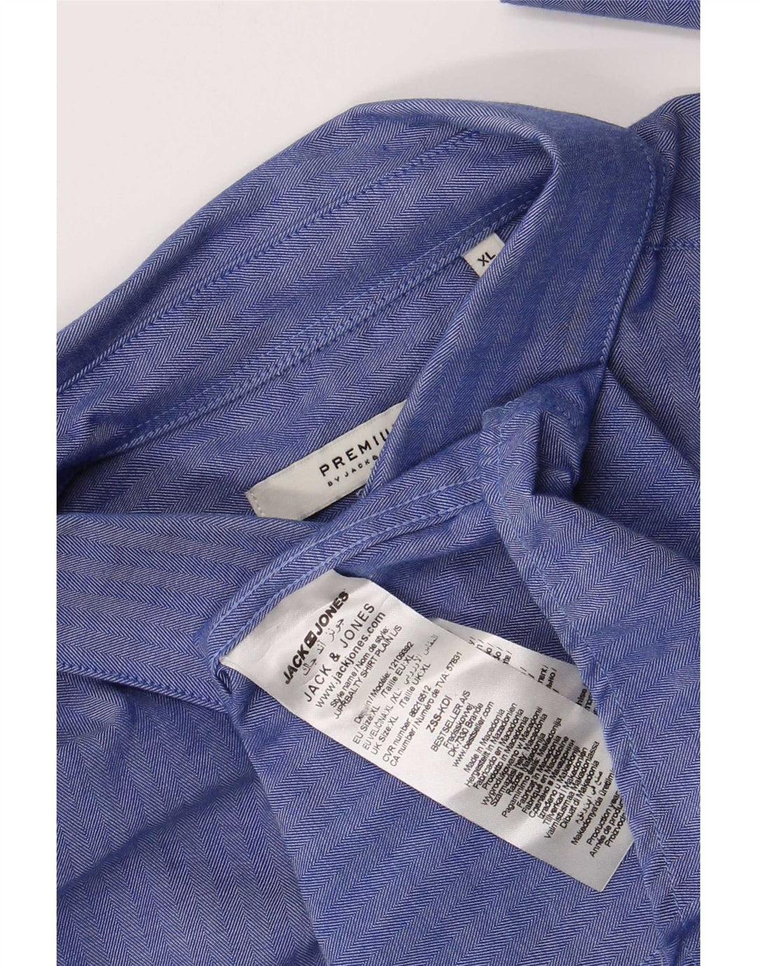 Camisa masculina Jack & Jones XL azul espinha de peixe