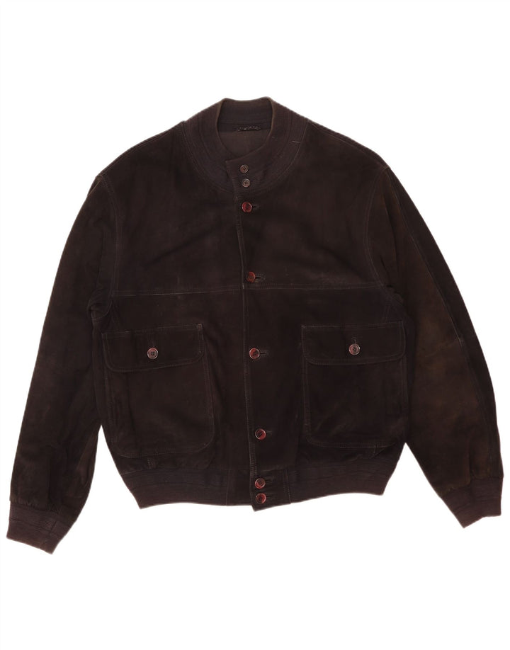 Jaqueta bomber masculina vintage de camurça IT 50 grande preta