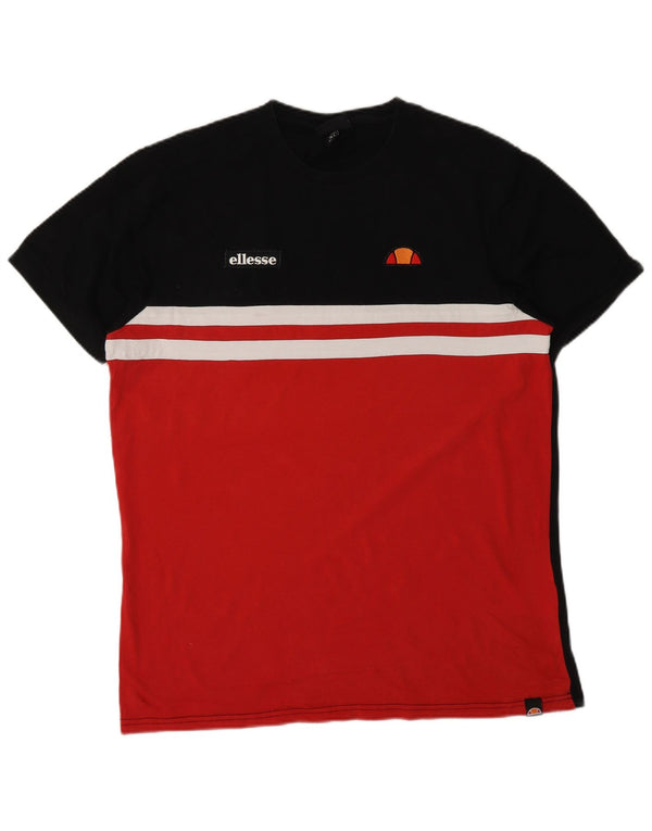 Camiseta masculina Ellesse top grande preto colorblock algodão esportivo