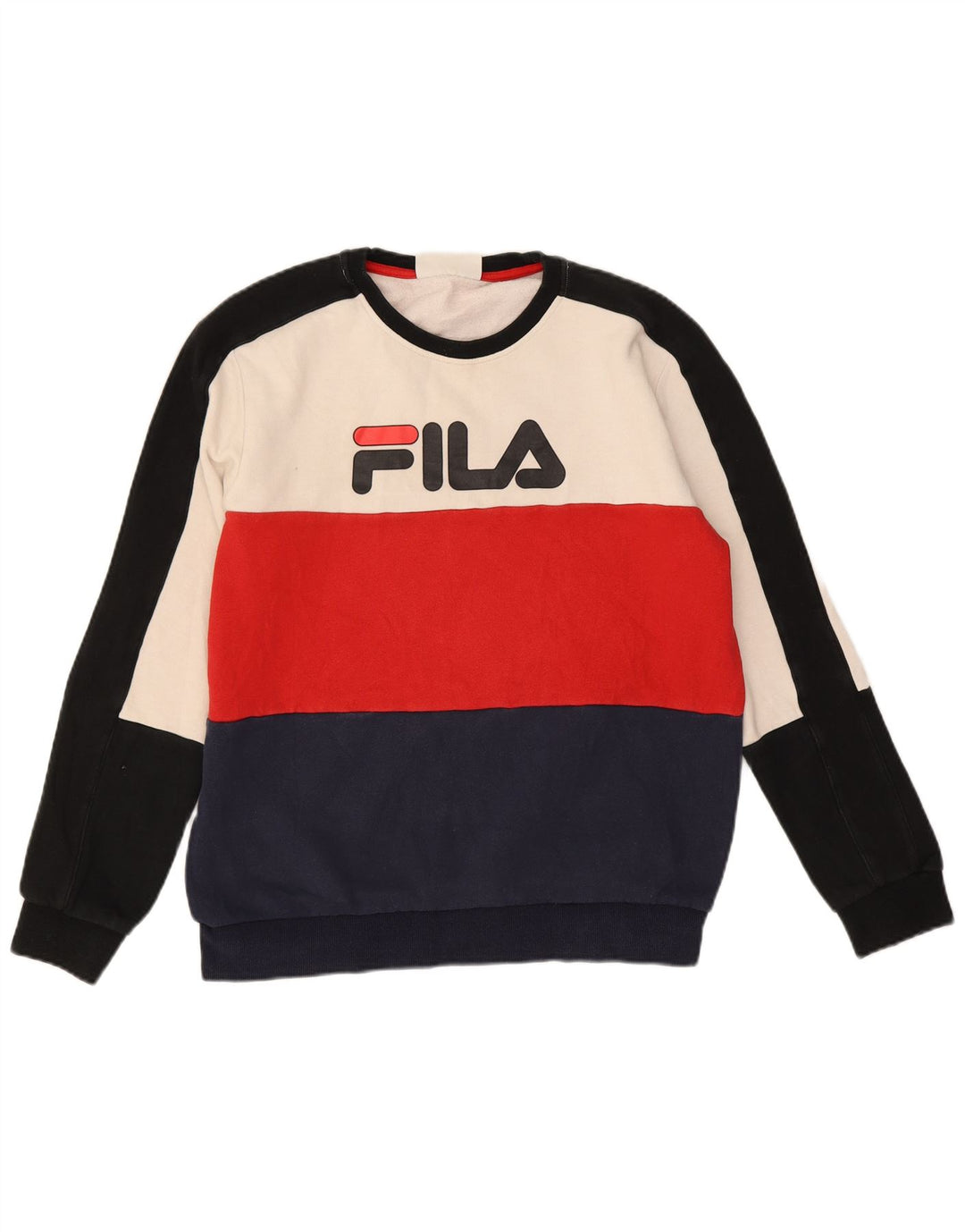 Fila Moletom Gráfico Masculino Jumper Pequeno Multicolorido Colorblock Algodão