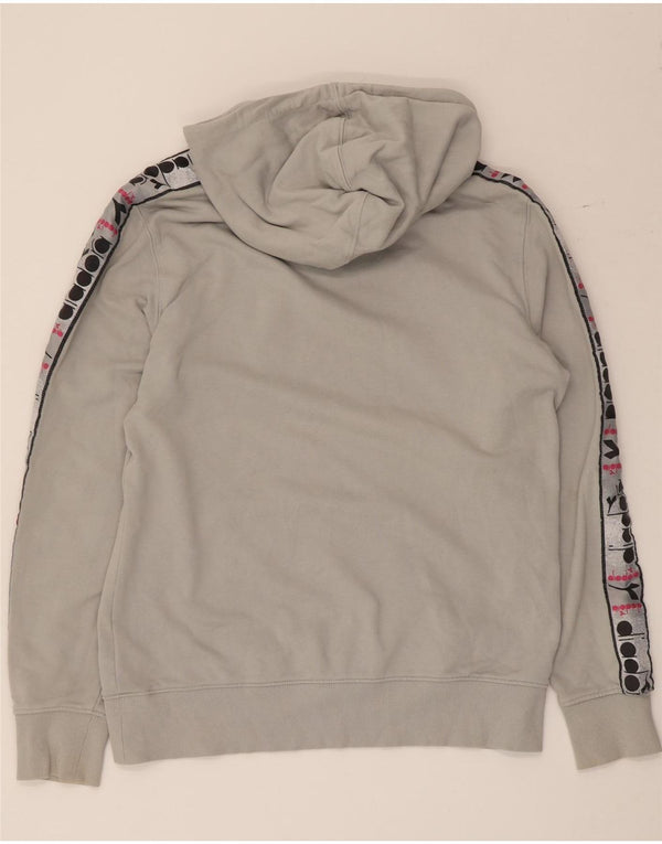 Diadora Mens Graphic Hoodie Jumper Grande Algodão Cinza