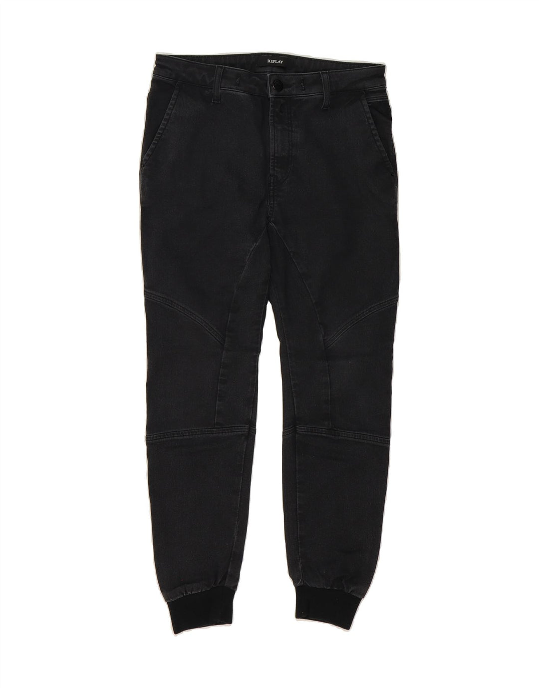 REPLAY Womens Joggers Cropped Jeans W26 L25 Black Cotton Vintage Replay and Second-Hand Replay from Messina Hembry 