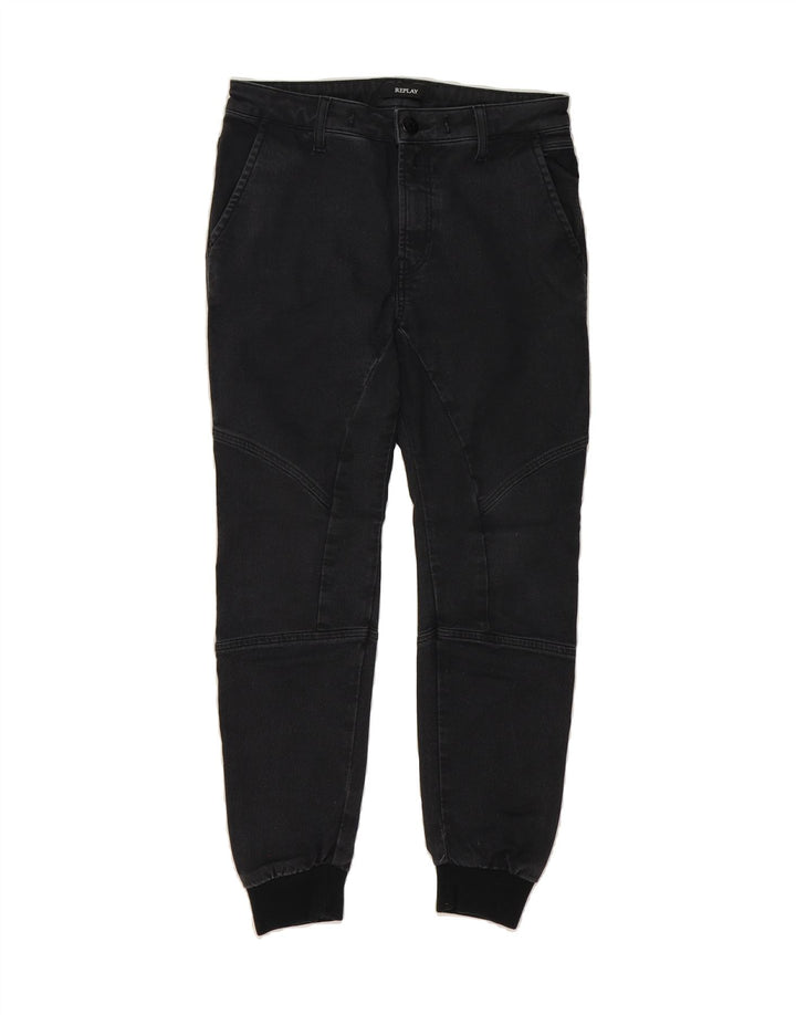 REPLAY Womens Joggers Cropped Jeans W26 L25 Black Cotton Vintage Replay and Second-Hand Replay from Messina Hembry 