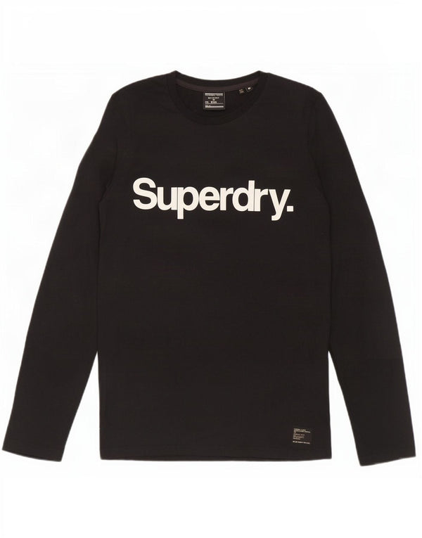Superdry Mens Graphic Top Manga Longa Médio Algodão Preto
