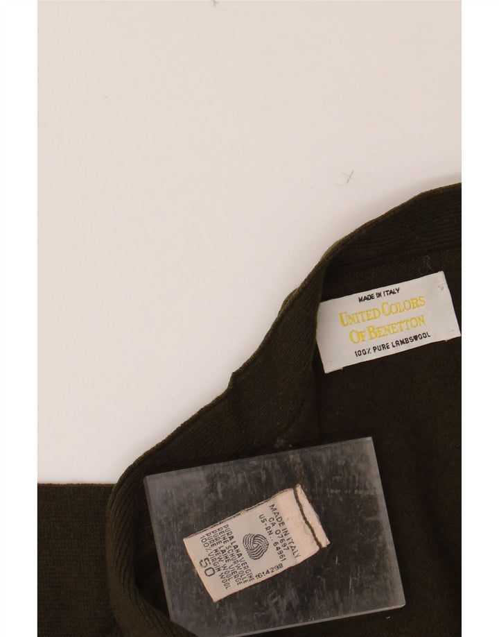 Suéter cardigã masculino BENETTON IT 50 lã nova verde médio