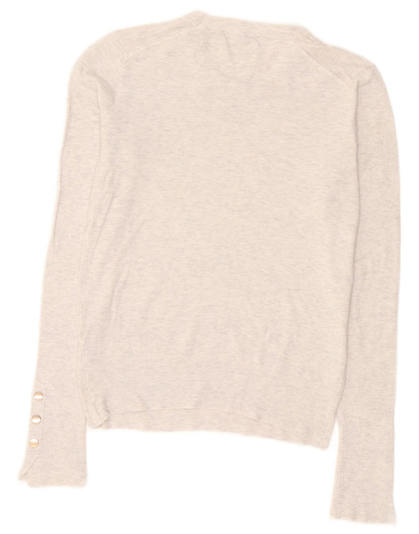 Suéter feminino Zara com gola redonda, Reino Unido 12 cinza médio manchado