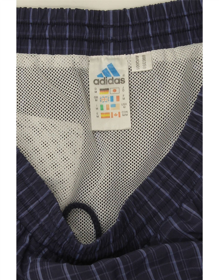 Shorts de natação masculino Adidas médio azul marinho xadrez poliamida