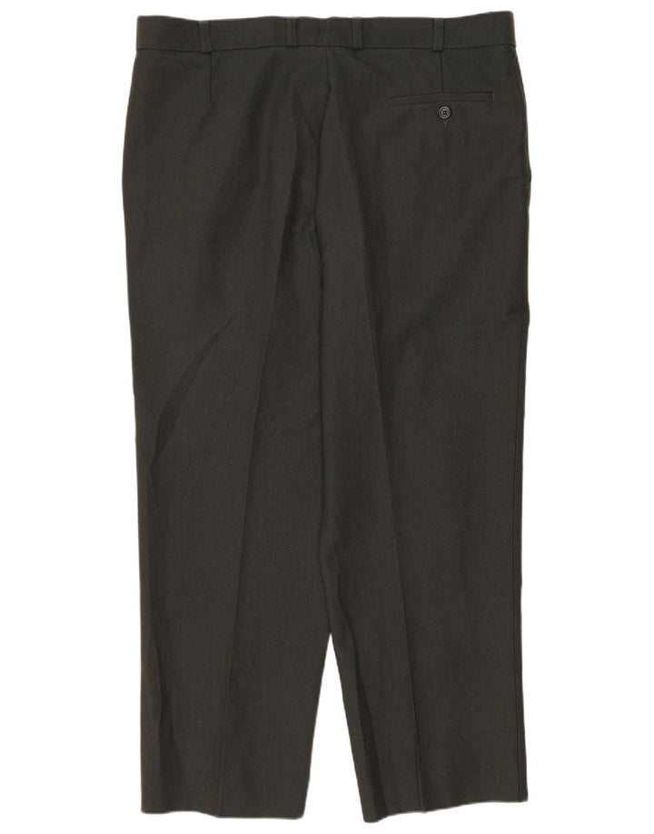 Calça chino reta masculina Marks & Spencer W38 L29 poliéster verde