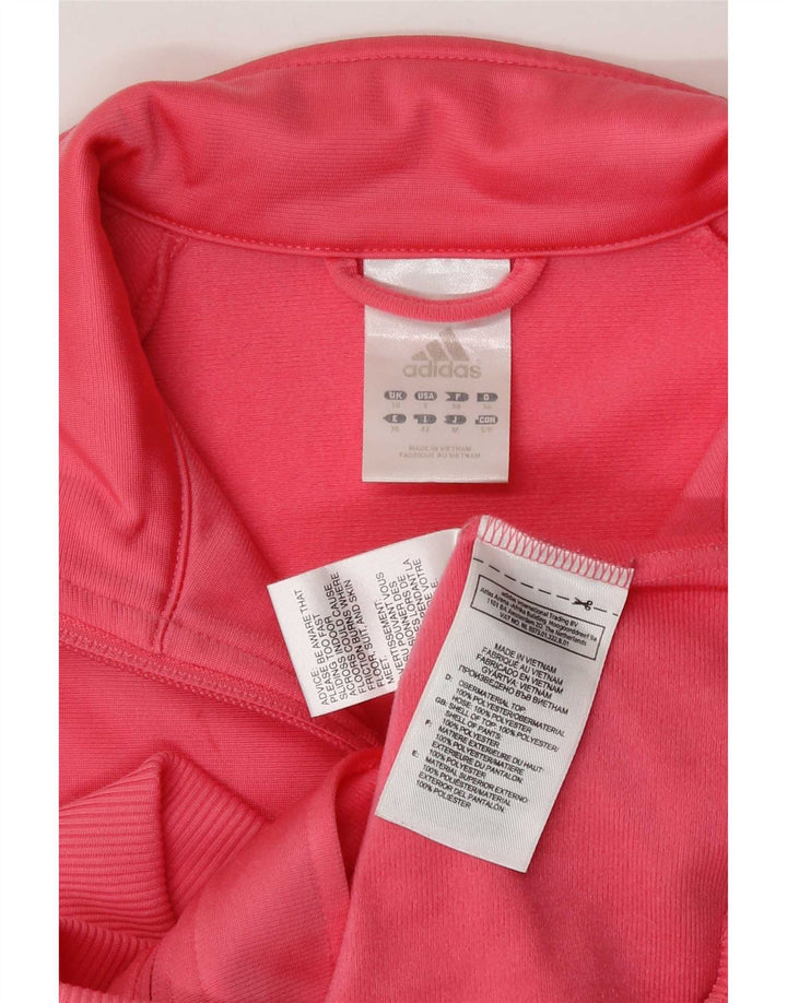 Adidas Womens Tracksuit Top Jacket UK 10 Pequeno Rosa Poliéster