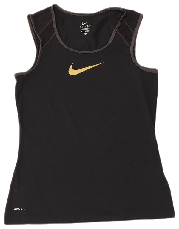 Colete gráfico Nike feminino Dri Fit Top UK 12 médio preto nylon