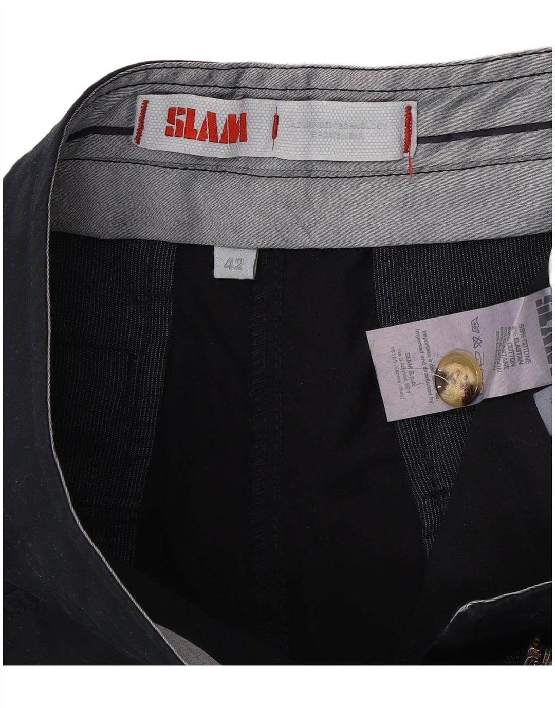 Slam Womens Chino Shorts IT 42 Médio W32 Azul Marinho Algodão