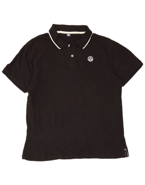Camisa polo masculina North Sails XL de algodão listrado preto