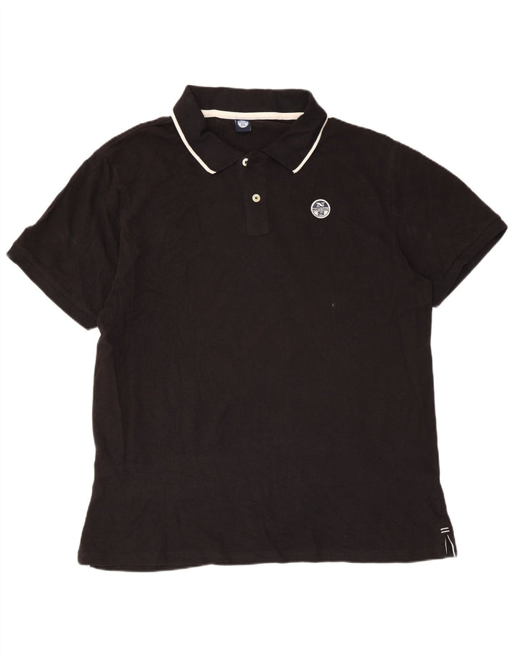 Camisa polo masculina North Sails XL de algodão listrado preto