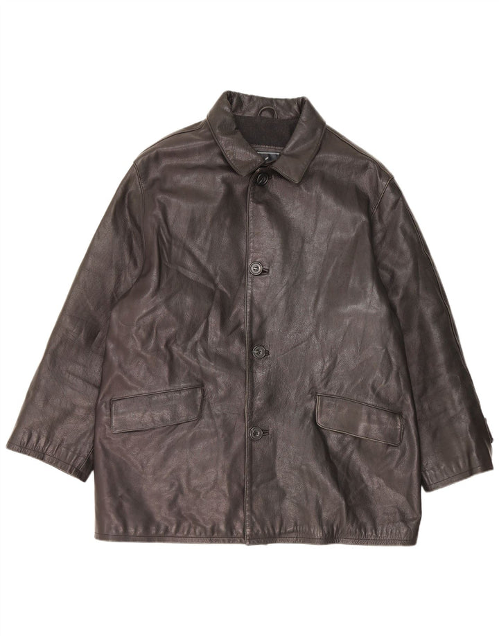 Jaqueta de couro masculina Daniel Hechter IT 52 XL preta