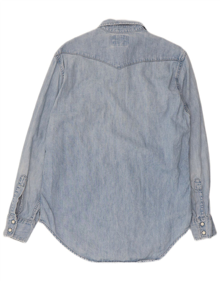 Camisa jeans masculina Levi's pequena azul algodão