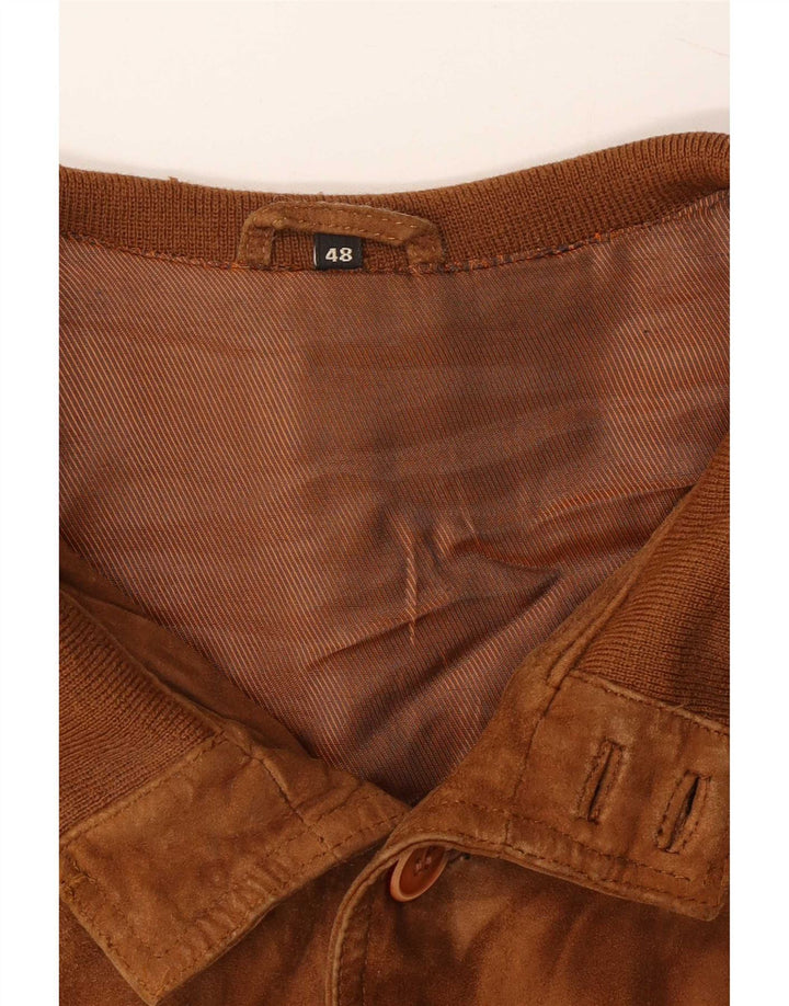 Jaqueta bomber masculina vintage IT 48 couro bege médio