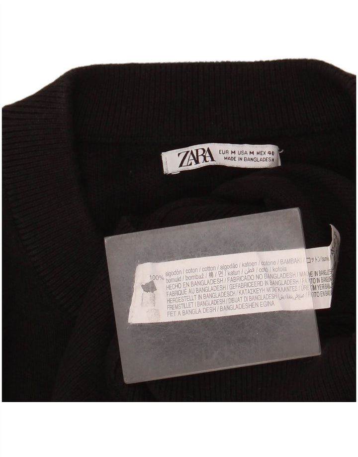 Zara Suéter masculino com gola redonda, algodão preto médio