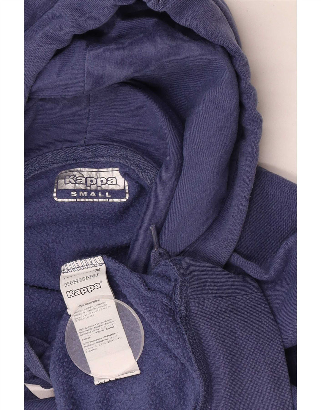 Kappa Mens Graphic Regular Fit moletom com capuz pequeno azul algodão