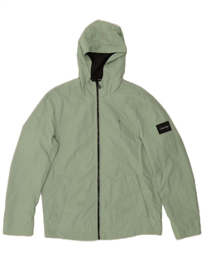 CALVIN KLEIN Mens Hooded Bomber Jacket UK 36 Small Green Polyamide Vintage Calvin Klein and Second-Hand Calvin Klein from Messina Hembry 
