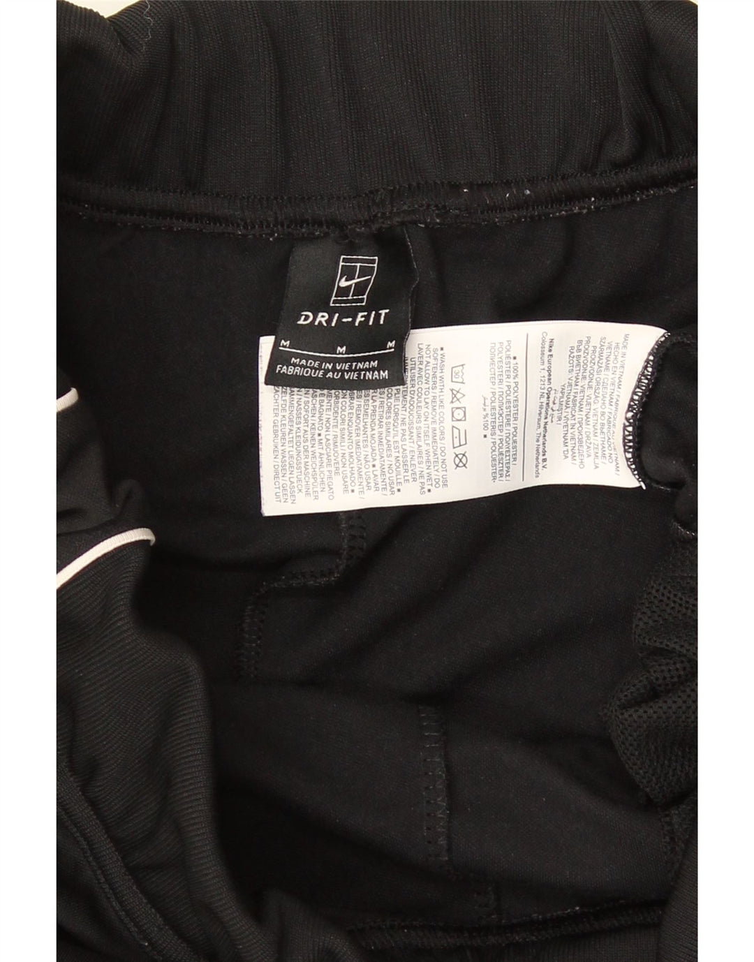 Nike Womens Dri Fit Calças de treino UK 12 Medium Black Striped