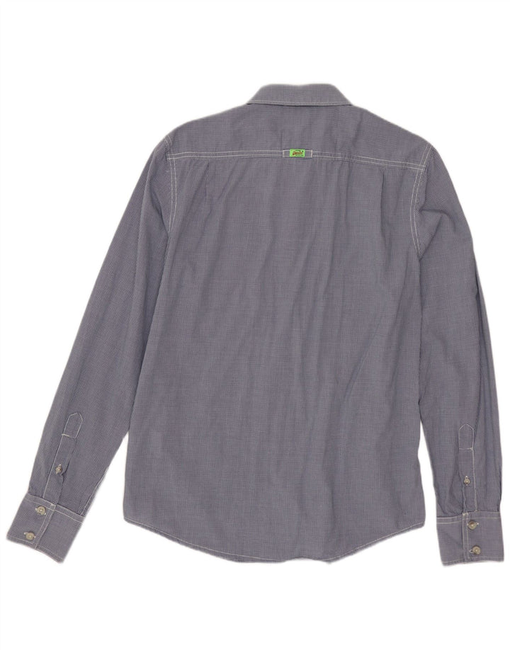 Camisa masculina SUPERDRY média azul marinho algodão guingão