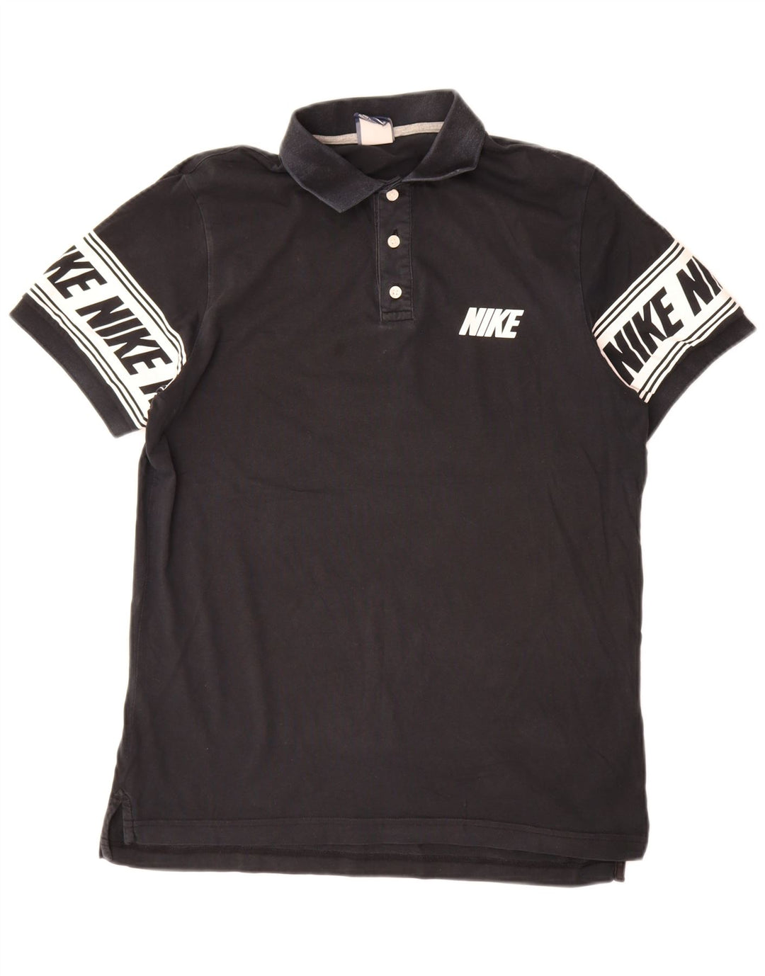 Camisa polo gráfica masculina Nike grande algodão colorblock preto