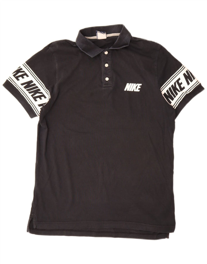 Camisa polo gráfica masculina Nike grande algodão colorblock preto